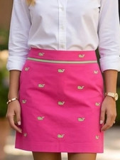 NWT Vineyard Vines Preppy Whale Embroidered Margo Skirt in Lipstick Pink Size 6