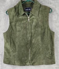 Saguaro Vest Womens Large Green Suede Leather Full Zip Western 90s Vintage Top