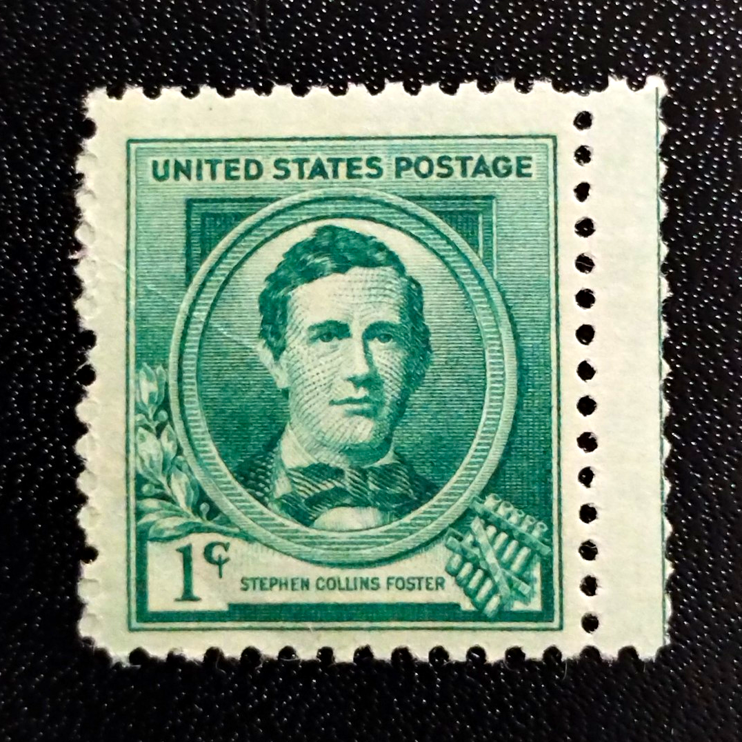 US Stephen Collins Foster 1c Postage Stamp, Green, MNH, Uncertified, Ungraded