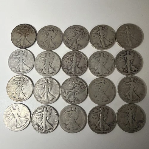 1945-1946 Walking Liberty 90% Silver Half Dollar 50c Lot of 20 Coins   LT5