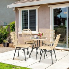 Outsunny 5-tlg. Polyrattan Gartenmöbel Set Essgruppe Esstisch mit 4 Stühlen