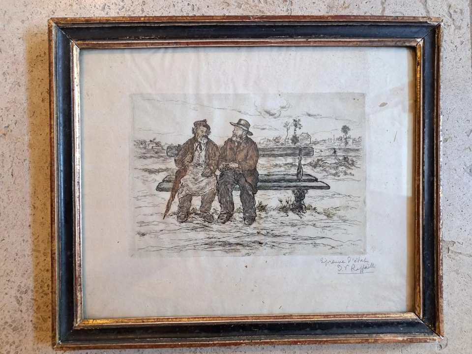 Jean François Raffaelli , La discussions , Gravure , Fin XIX°. - Photo 1/4