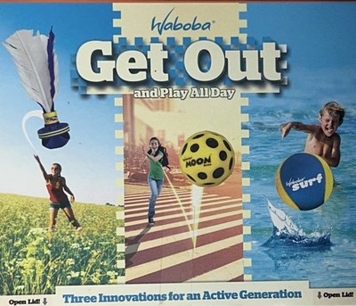 Waboba Outdoor Toy Set Moon Ball Surf Ball Shuttlecock 21 Ways to Play Book