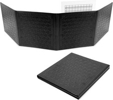 CASMATIX DM Screen Faux Leather Four Panel Folding Dungeon Master, Black