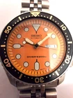 Seiko MOD vintage SKX011J orange scuba diver automatic watch 200m 7S26-0020 A0
