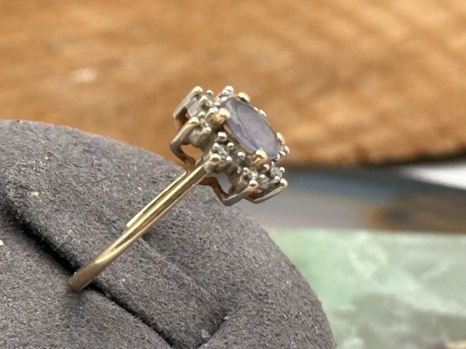 Vintage 10K Solid Yellow Gold Lavender Tourmaline w/diamonds ring sz 6--1814.25 - Image 3 of 4