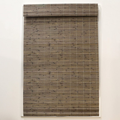 2216616E Cordless Driftwood Dockside Flatstick Bamboo Roman Shade, Driftwood