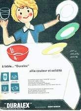PUBLICITE ADVERTISING 076  1959  les assiettes Duralex Saint Gobain