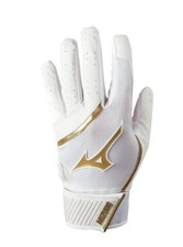 Mizuno MVP Adult Baseball Batting Glove White-Gold Small