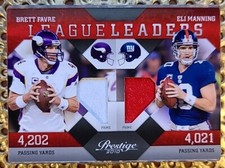 ELI MANNING, BRETT FAVRE 2010 PRESTIGE LEAGUE LEADERS PRIME PATCH # 10/50! 1/1!!