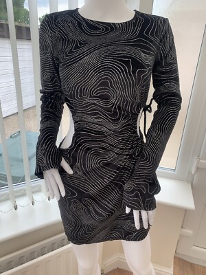 H&M Black Flared Sleeve Cut Out Dress | eBay UK