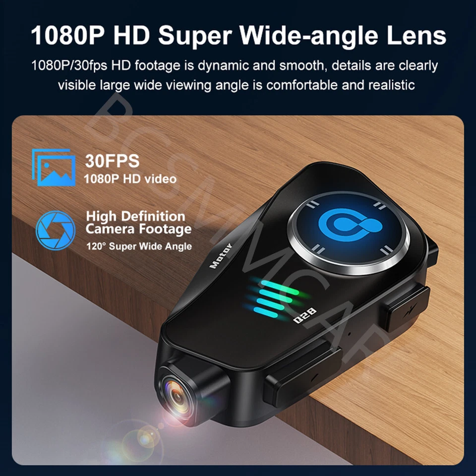 Motorcycle Helmet Bluetooth Handsfree Headset 1080P Dashcam Wireless Camera WiFi - Image 3 of 4