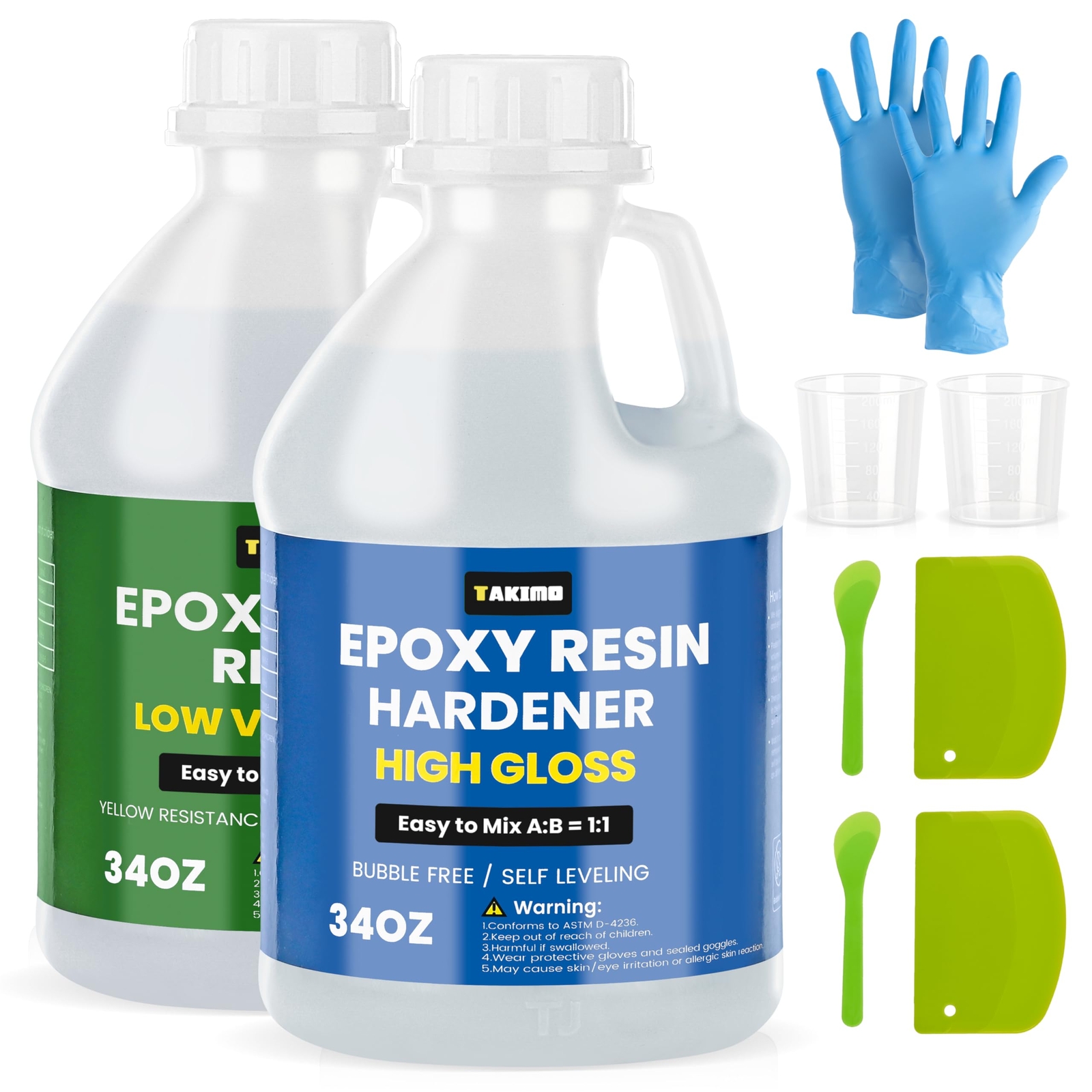 68oz Crystal Clear Bubble-Free Non-Yellowing Epoxy Resin Kit for Coating Casting Art & Crafts