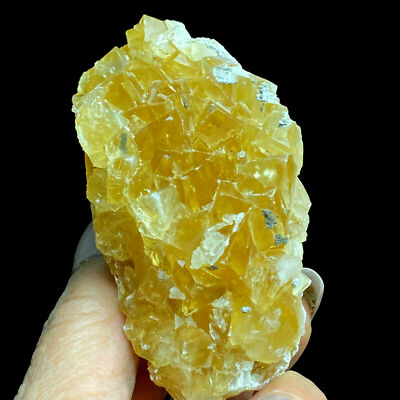 179g Golden Yellow Transparent Cubic Calcite Crystal Mineral