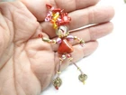 Artisan Art Glass Colorful Wire Beaded Figural Brooch Vintage