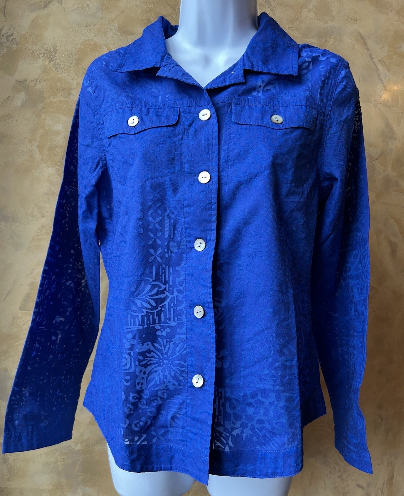 Additions By Chico’s Collared Button Up Shirt Blu… - image 1
