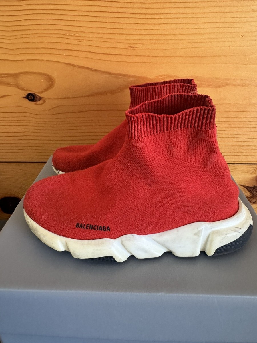 Balenciaga Little Kid's Speed LU Sock Sneakers Red 29/30 EU 12-12.5 US  Pre-Owned | eBay