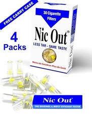 NIC OUT 4 Pks Cigarette Filters 120 Reusable Tips Filter Out Tar Nic Free Case