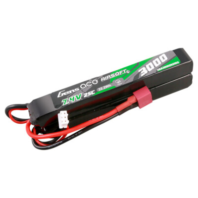 Gens Ace 25C 3000mAh 7.4V Saddle Airsoft Gun 2S Lipo Akku Mini Deans(T) Stecker