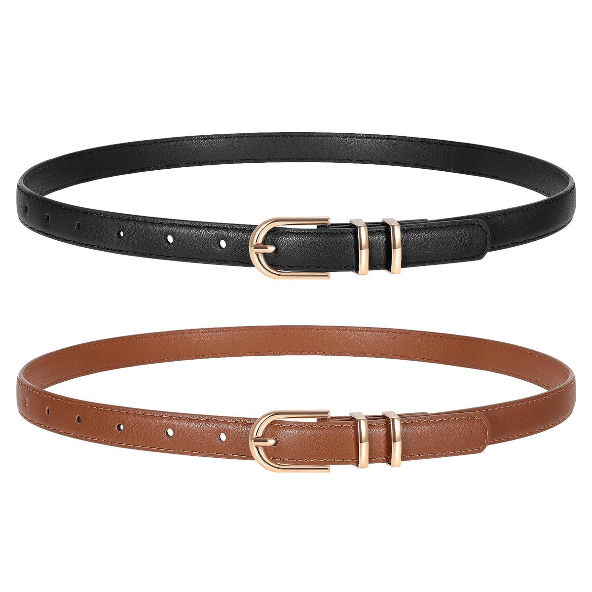 Grace Slim Leather Belt (Camel)★GRACE U Skinny Camel Genuine Leather Belt - Grace and Lace