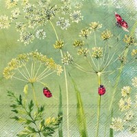 20 Servietten Ladybirds MarienkäFer Tiere GräSer Natur Garten GrüN Deko 33X33Cm