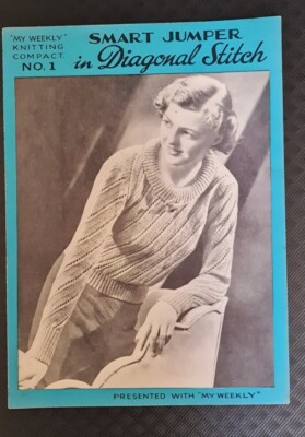 ORIGINAL VINTAGE 1930s MY WEEKLY KNIT PATTERN Smart Jumper Diagonal Stitch