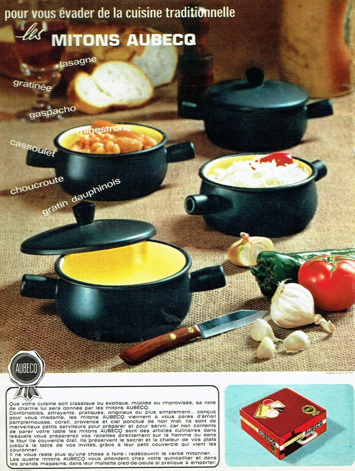publicité Advertising 0423 1965 Aubecq les mitons cuisine traditionnelle