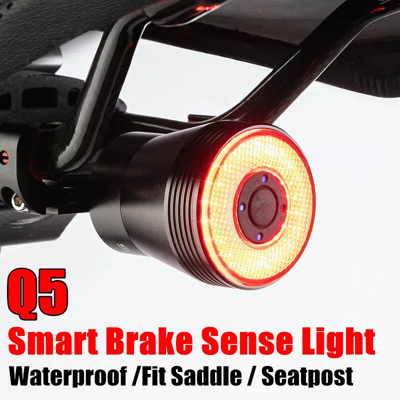 ROCKBROS IPX6 Q5 Bike Rear Light Smart Brake Sensing USB LED Bicycle Taillight