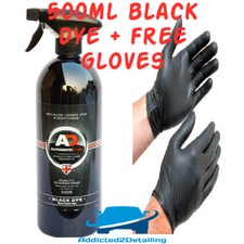 AUTOBRITE DIRECT 500ML BLACK DYE UPHOLSTERY FABRIC DYE TRIM CARPET STAIN +GLOVES