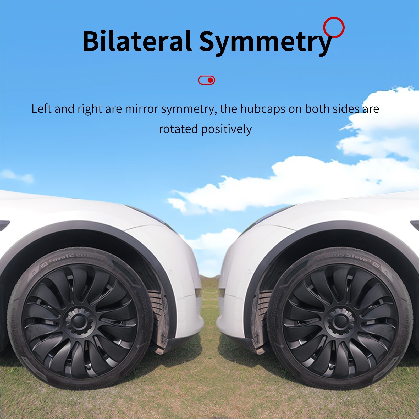 Left Rear Hubcap 1PCS 19 inch Wheel Cover Design for Model Y (2020-2024) Left Side Storm ...