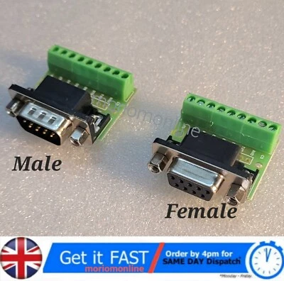 D-sub DB9 Breakout Board Connector 9 Pin 2 Row Male / Female RS232 Serial Port