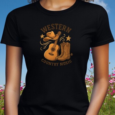 T-Shirt Western Musik   Cowboy Gitarre Motiv für Country Fans, Funshirt Geschen