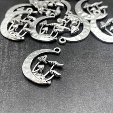 1, 4, 20 or 50 BULK pcs Crescent Moon Mushroom Pendant  - US Seller - AS1481