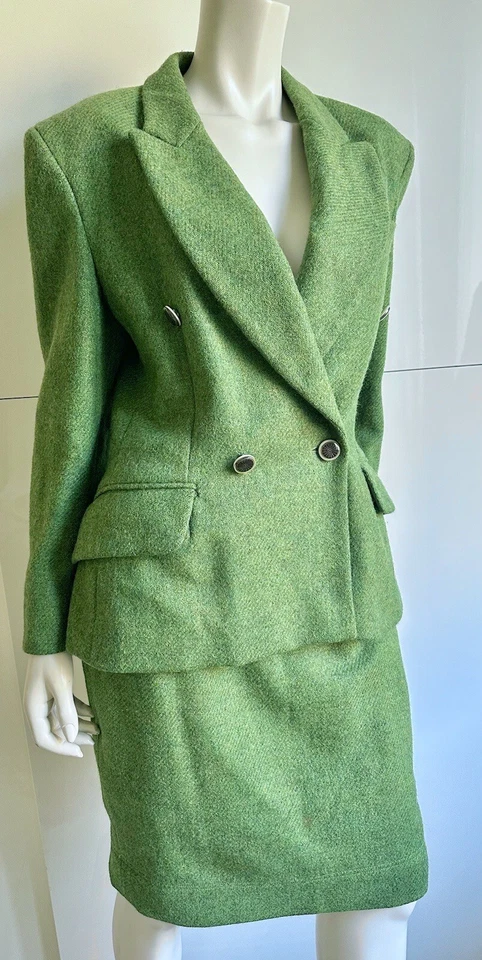 Moschino винтажный блейзер юбка костюм соответствующий набор зеленый шерсти кнопки это 44 S M - Изображение 4 из 4