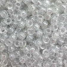 Pony Beads Silver Glitter Sparkle Large Hole Beads Made in USA