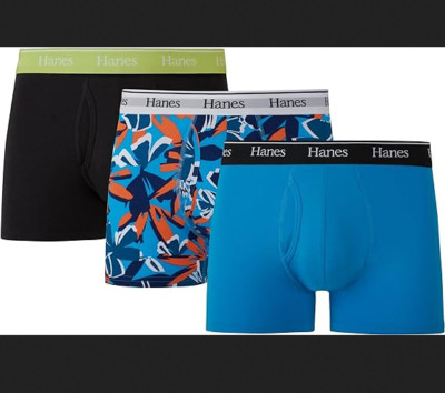 Hanes Originals 3 Pack Mens 3XL Boxer Briefs - Blue and Black