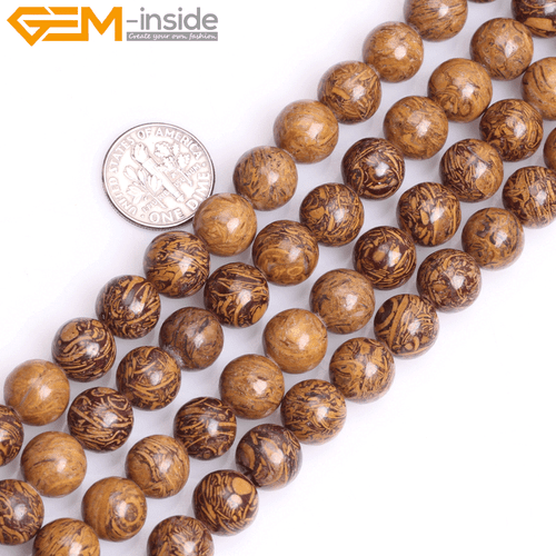 Natural Round Elephant Skin Yellow Jasper Stone Beads Jewelry Making 15" In Lots - Picture 12 of 26