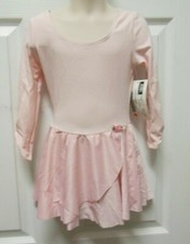 Dance pink 3/4 Sleeve Skirted Leotard Rosebud Trim Girls 6x-7 intermediate Child