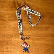 Nintendo Super Mario Bros Luigi Lanyard Neck Strap Necklace Keychain Rare D2