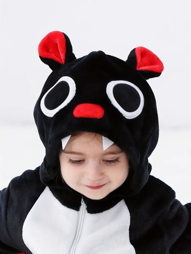 Baby Bat Hooded Jumpsuit with Fuzzy Wings Halloween Costume for Boys & Girls - Picture 8 of 10