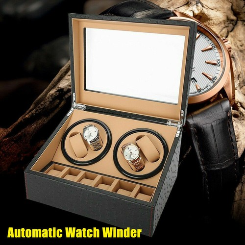 4+6 Uhren Automatisch Uhrenbeweger Watchwinder Box Uhrenbox Uhrenkasten Leder - Afbeelding 1 van 12