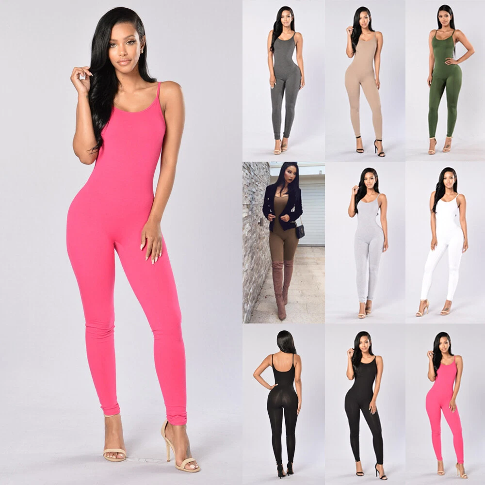 Womens Strappy Backless Bodysuit Stretch Yoga Jumpsuit Rompers Leggings Pants UK