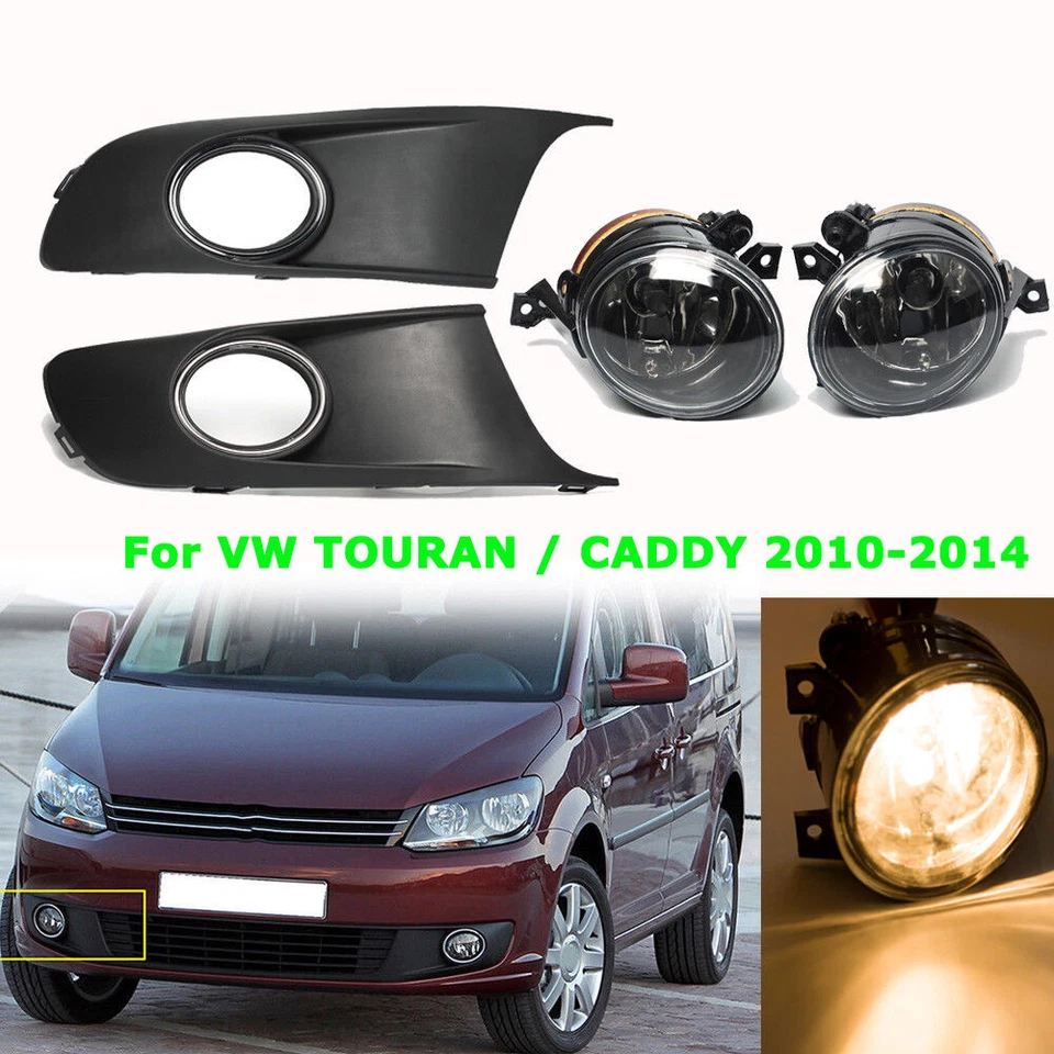 BUMPER GRILLES GRILL KIT+ FRONT BUMPER FOG LIGHT For 2010-2014 VW TOURAN/CADDY - image 2 of 4