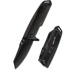 FLISSA Small Pocket Knife2.75"D2Steel Blade EDC Folding Knives Ebony Wood Handle