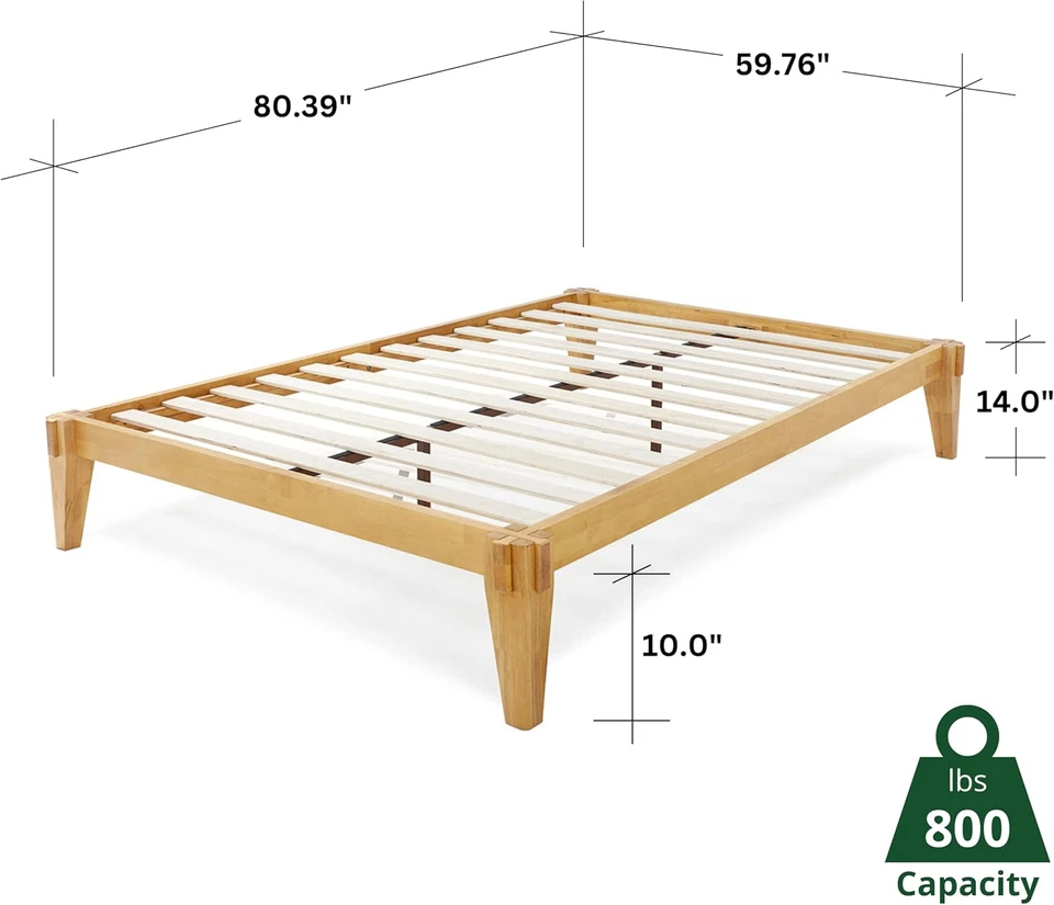 Chalipa 14” Solid Wood Bed Frames - Wood Platform - Japanese Joinery Bed Frame - - Image 2 of 4
