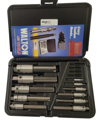 Walton 18011 11 PC Tap Extractor Set USA 4 FL SAE NC NF Metric W/ Case - Bild 1 von 4