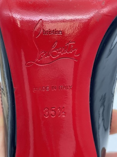 Christian Louboutin Paulina Black Patent Leather PVC Slingback Pump Size 35.5 - Picture 13 of 22