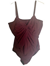 Womans MIRACLESUIT Burgandy Wine 1 Piece Swim Suit Size 16