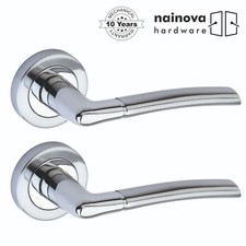 Door Handle internal Dual Tone Curved Lever on Rose - Polished/Satin Chrome