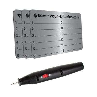 Hardware wallet seed phrase - Recovery Metallplatte aus Edelstahl + Gravierstift